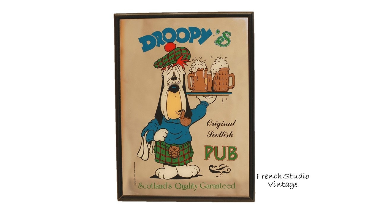 Miroir Mural Vintage avec Publicité Enseigne de Bière Image Bistro Pub Accrochage Art Décor Affichag