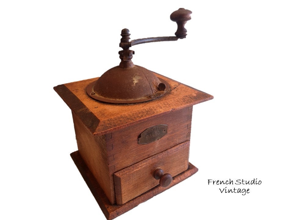 Vintage Français Moulin à Café Vieux Dalto en Bois Cuisine Décor Affichage/studio Vintage