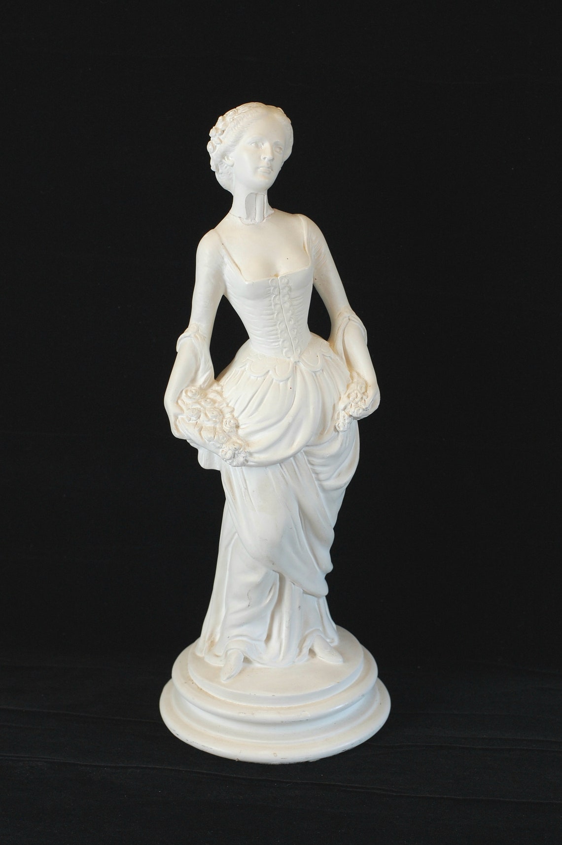 Vintage Alabaster Statue Figurine Lady Plaster Sculpture Art Etsy
