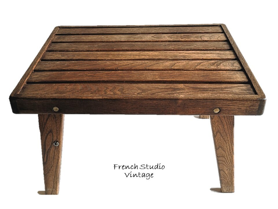 Vintage Français Table en Bois Petite Table de Service Pliante Étagère Plant Stand Home Decor Displa