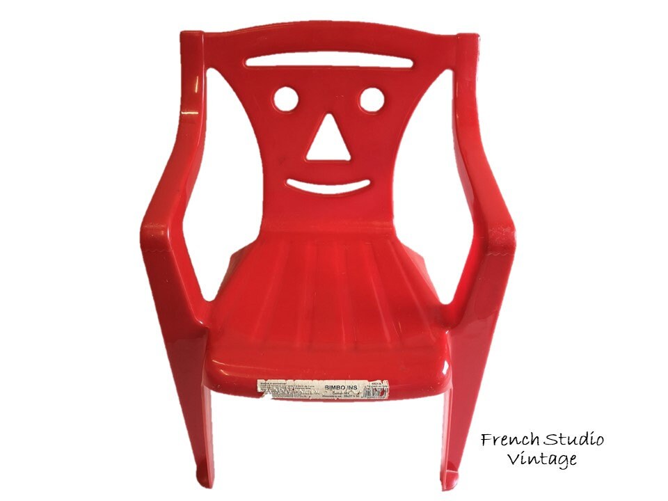 Vintage Kids Chair Italie Design Smiley Face Child Furniture Display Gift/Français Studio Vintage