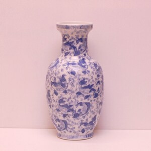Vintage Chinese Ceramic Plate Dish Blue White Dragon Asian Art Oriental Decor Display Gift French Studio Vintage