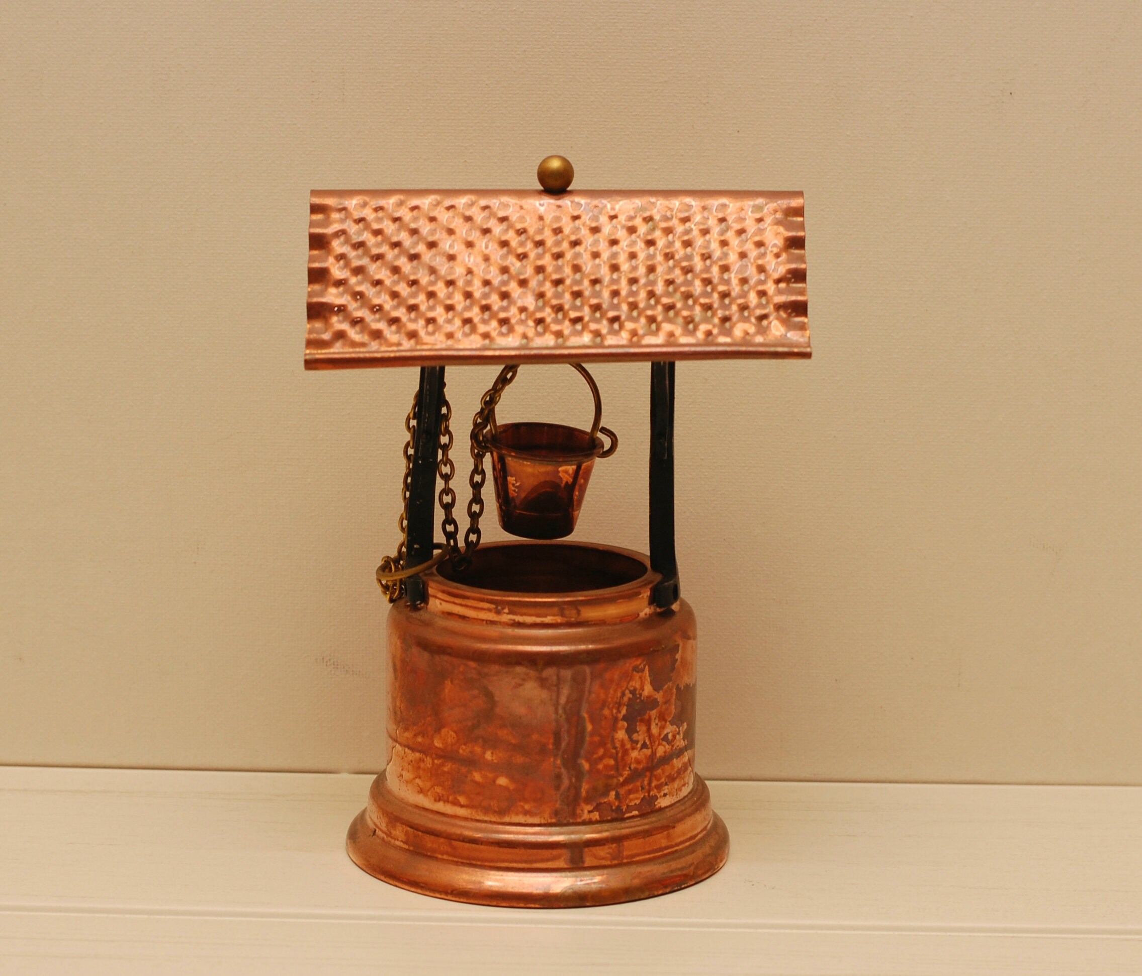 Vintage Français Cuivre Wishing Well Hammer Art Ornements Affichage Cadeau/studio Vintage