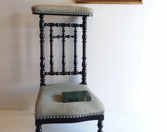 Antique French Prayer Chair Stool Kneeler Cushioned Seat Religious Dispaly/French studio vintage