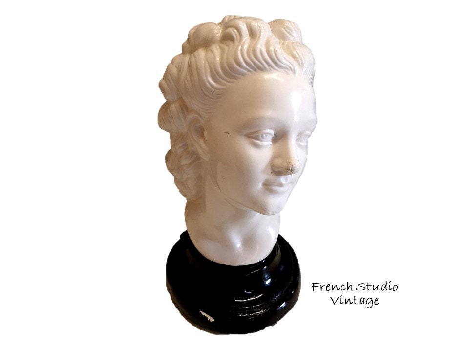 Vintage Français Buste Plâtre Dame Sculpture Figurines Art Décor Affichage Cadeau/studio Vintage