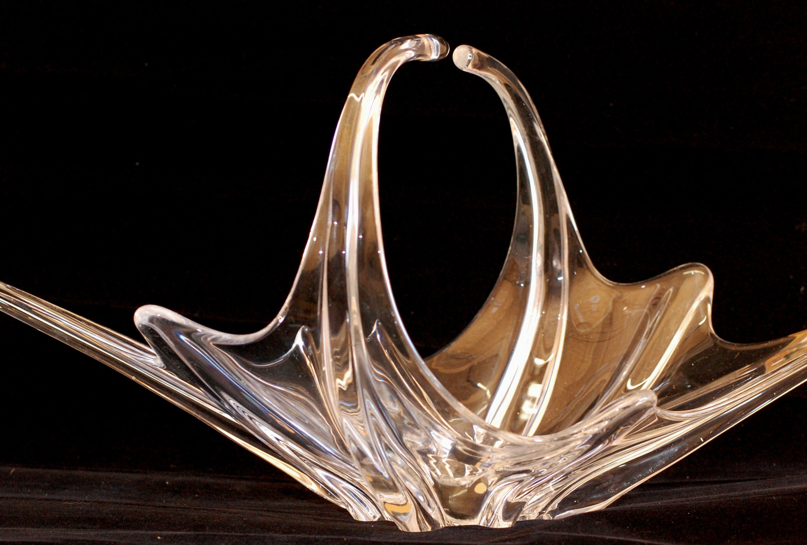 Vintage Français Crystal Fruit Bowl Grand Centre Pièce Art Décor Coupé Verre Table Affichage Cadeau/