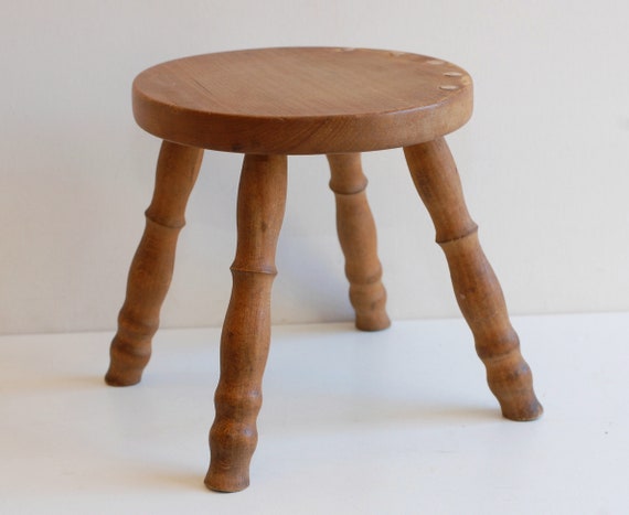 Vintage French Wooden Stool Small Chair Plant Stand Display