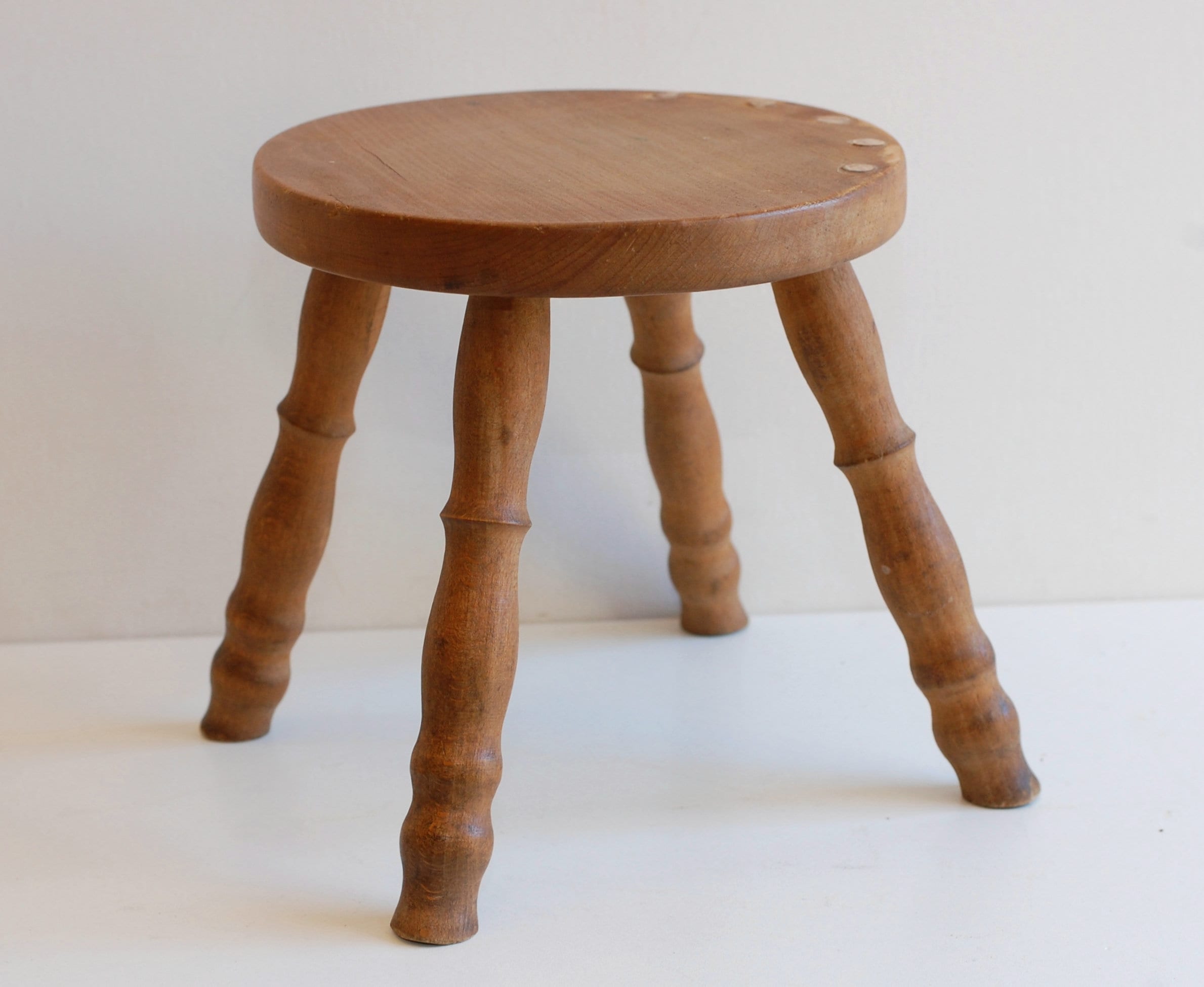 Vintage French Wooden Stool Small Chair Plant Stand Display