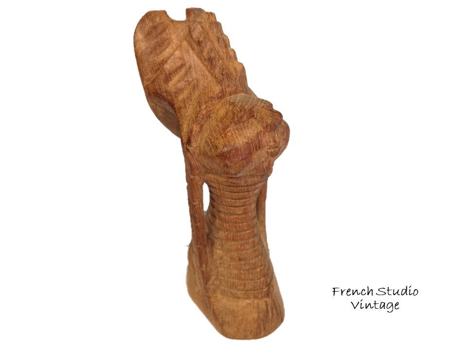 Vintage Bois Afrique Femme Buste Figurine Sculpté à La Main Long Cou Tribu Ornements Affichage Cadea