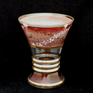 Vintage French Pink Glass Vase Marked Paris Golden Gilt Art Decor Retro Pattern French Home Decor/French Studio Vintage