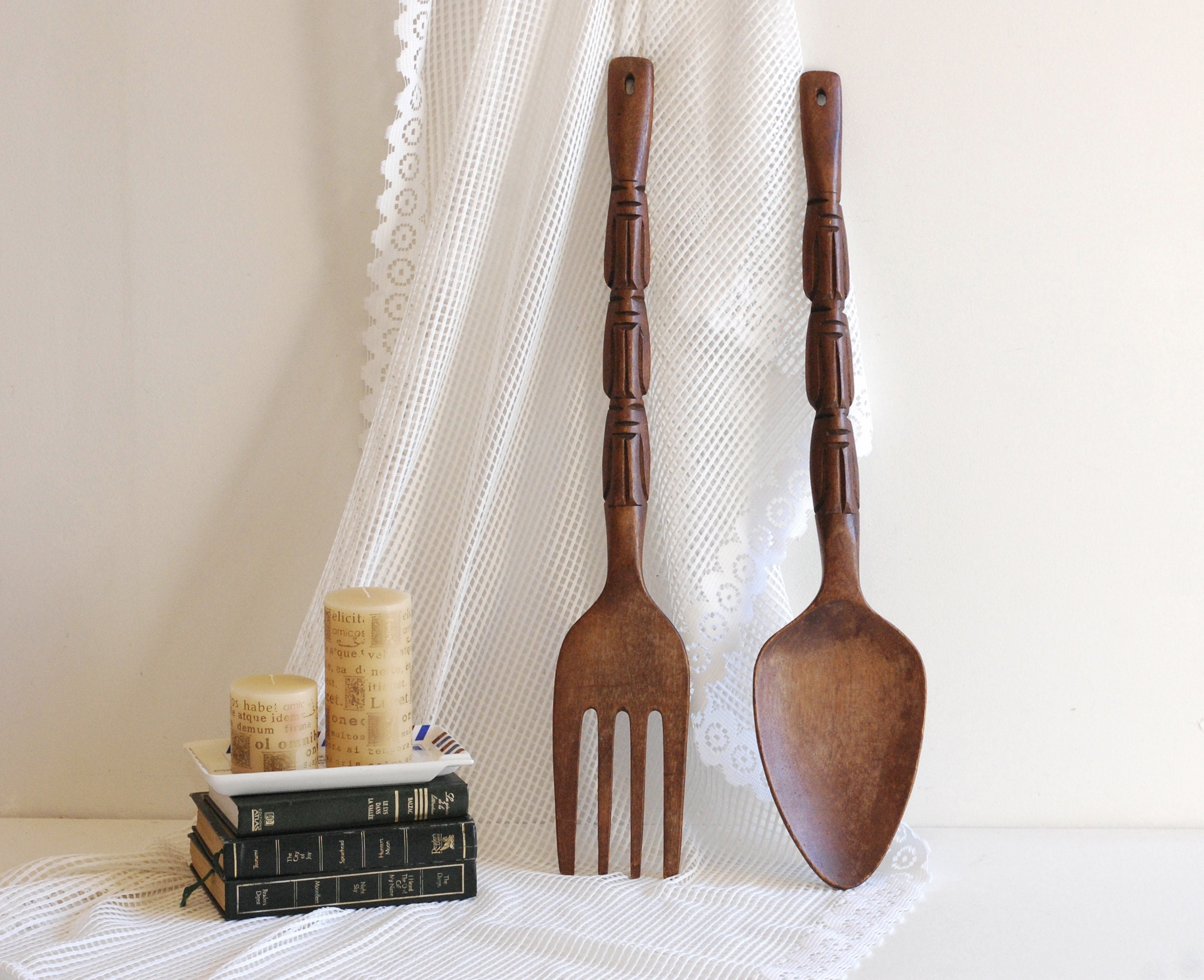 アンティーク 巨大スプーン＆・フォーク 飾り アンティーク 壁掛け