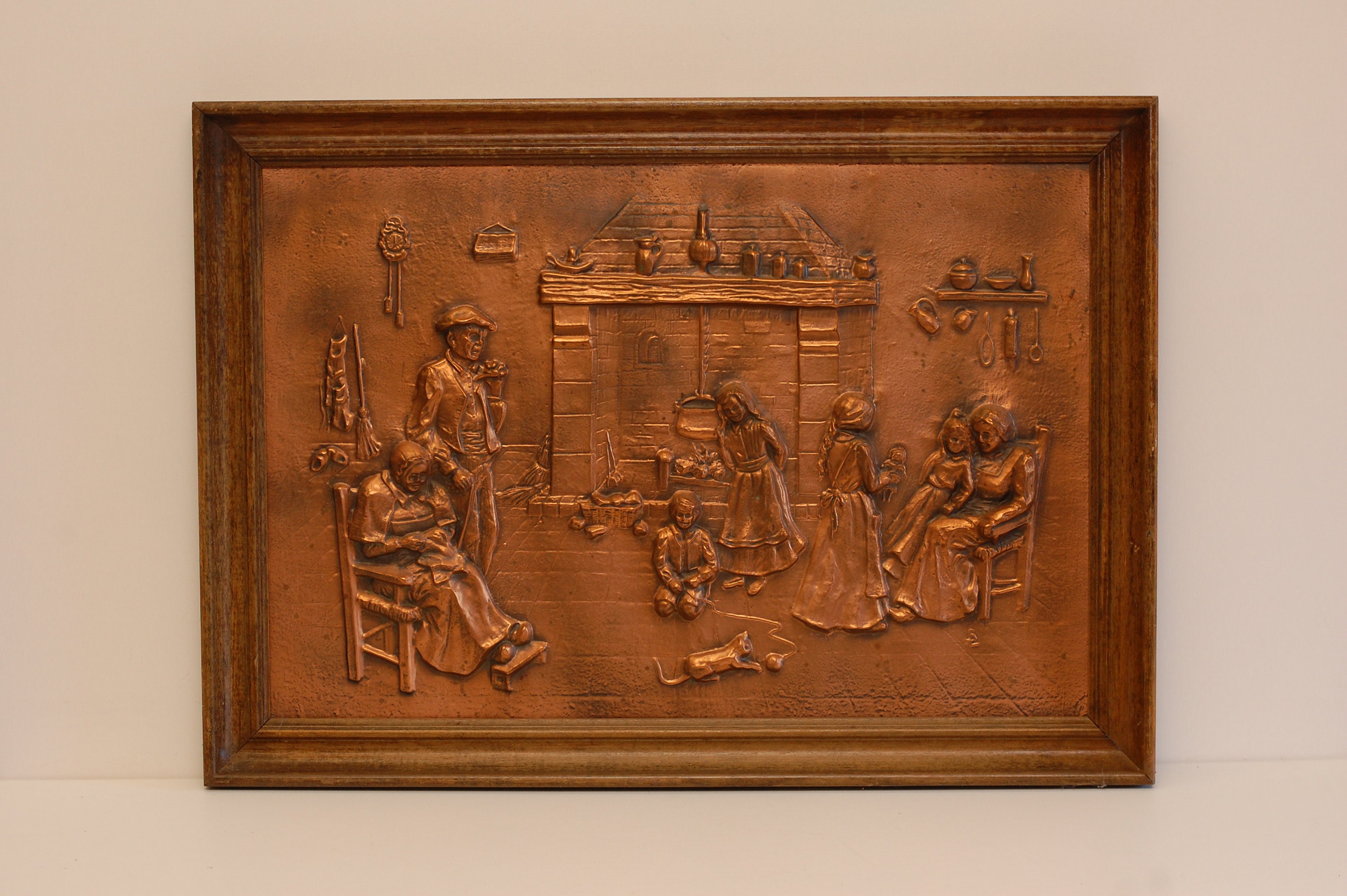 Vintage Français Panneaux de Cuivre Grand 20