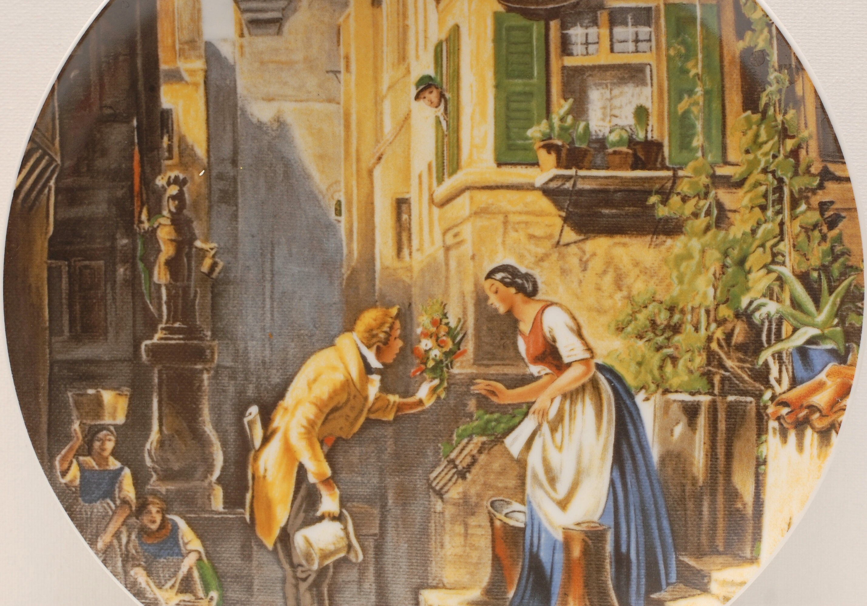 Vintage Céramique Allemande Décoratif Romantique Scène Plaque Home Art Décor Affichage Cadeau/França