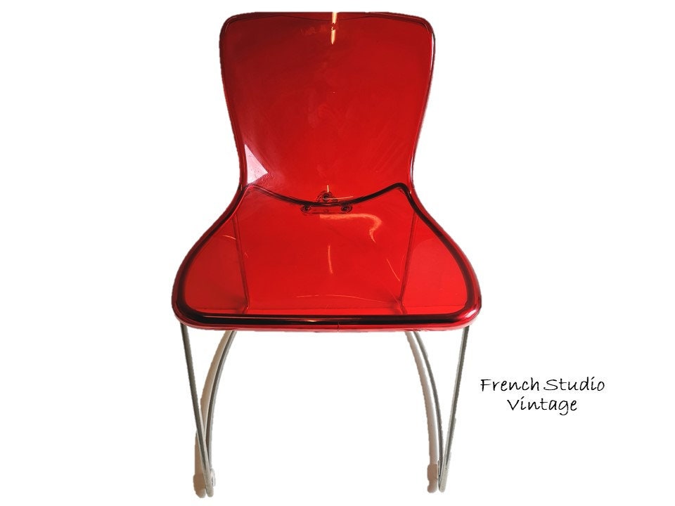 Vintage Français Dinner Chair Modern Style Red Acrylic Display Furniture/Studio Vintage