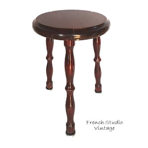 Vintage French Wooden Stool Plant Stand Side Table Tripod Chair Natural Wood  Furniture/ French Studio Vintage