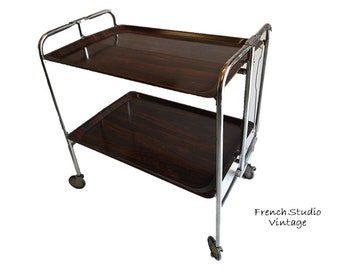 k062r118 深みのあるグリーン 真鍮 サービングトロリー/バーカート ヴィンテージ ミッドセンチュリー バーカート トロリー