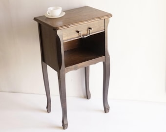 Vintage French Wood Bedside Table,Night Stand,Drawer,Louis XV Style