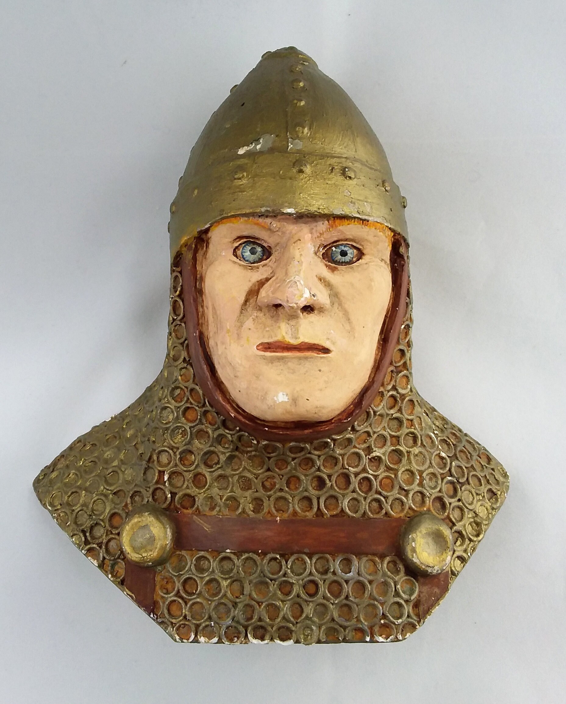 Vintage Français Buste Figurine Normandie Soldat Plâtre Sculpture Signée Par Artiste Home Decor Disp