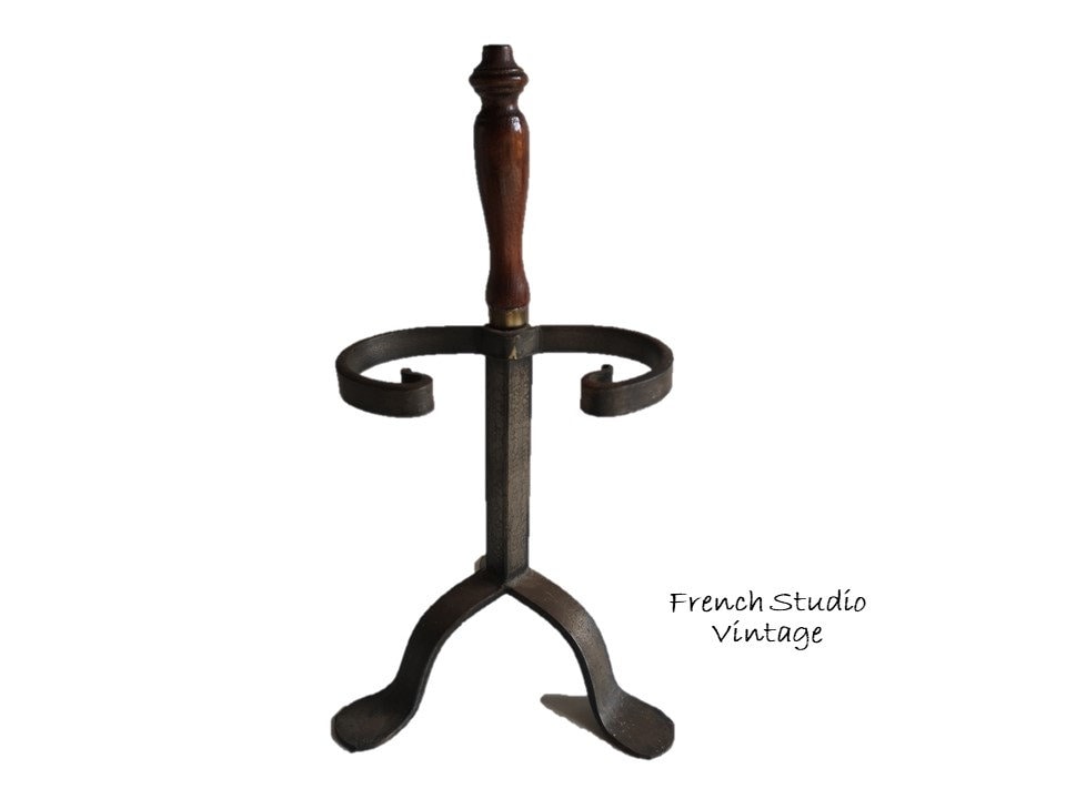 Vintage Français Fireplace Tools Stand Holder Wood Grip Home Decor Display/Studio Vintage