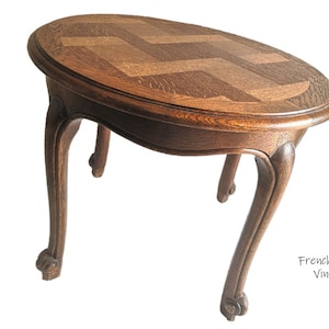 Vintage French Wooden Coffee Table Side Table Carved Natural Heavy Wood Furniture/ French Studio Vintage