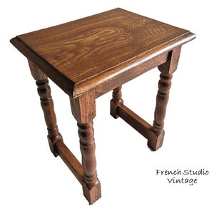 Vintage French Wood Side Table Lamp End Table Coffee Table Plant Stand Natural Wood Furniture Home Decor/ French Studio Vintage
