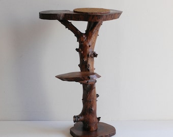 Vintage französischer Holzblumenstand, Sockel, Beistelltisch, 2-stufiges Display 18 "