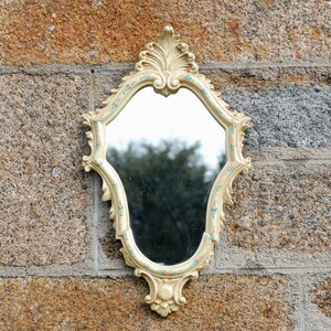 Vintage French Large Mirror  Wall Mirror Art Nouveau  Rocco Ornate Style 18&quot;Wall Decor Hand Painted border/ French StudioVintage