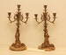 Antique  Pair Bronze Candelabras Candle Holder 5 Arms Marble Base Art Nouveau Candlesticks/ French Studio Vintage 