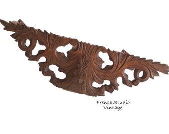 Vintage French Pediment Carved Wood Wall Hanging  Ornate  Home  Display/ French Studio Vintage