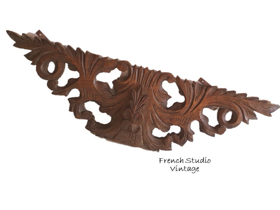 Vintage Français Fronton en Bois Sculpté Ornate Classic Home Decor Display Gift/studio Vintage