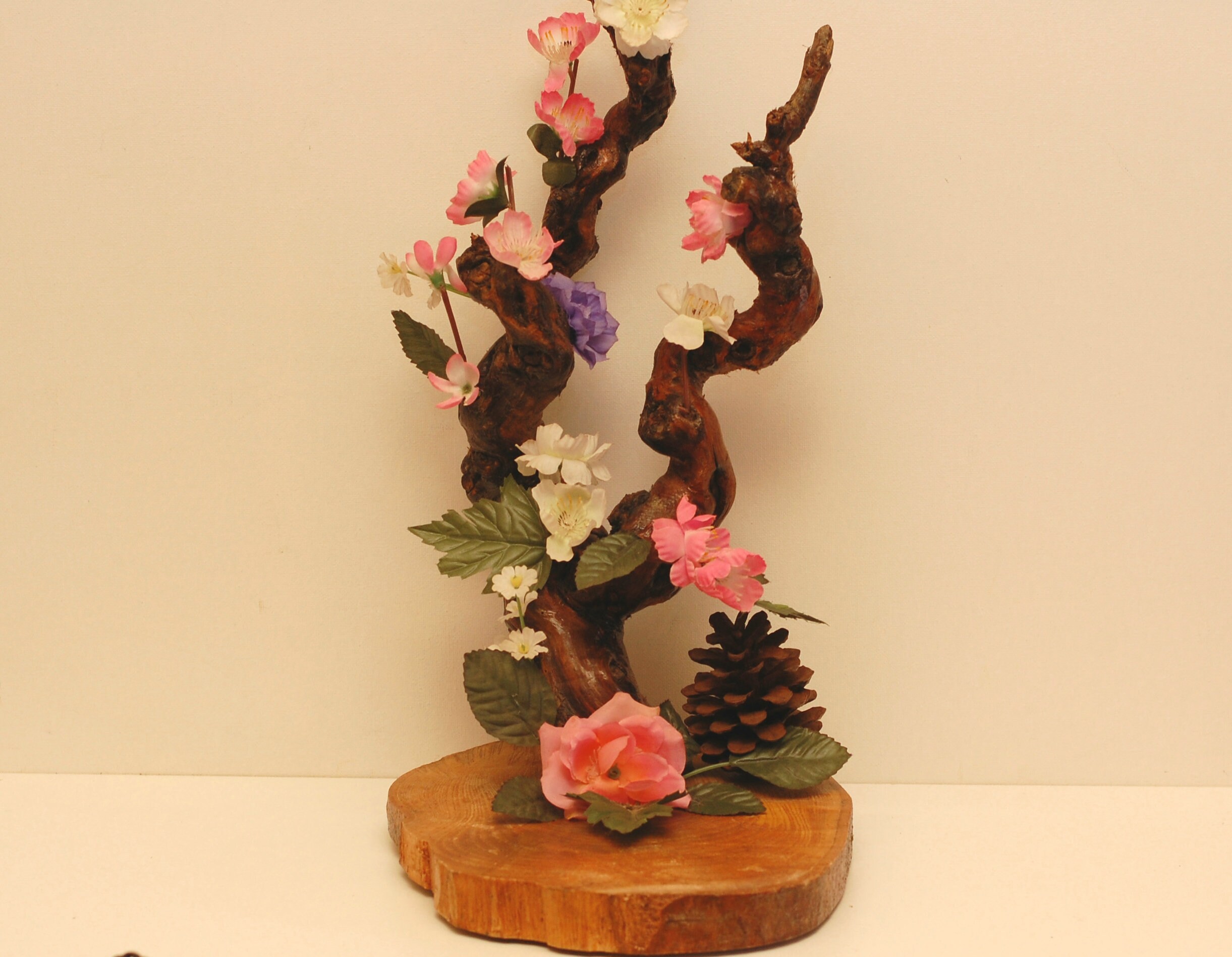 Millésime Français Vigne Ornement Bois Stand Piédestal Affichage Naturel Cadeau/Studio Vintsge