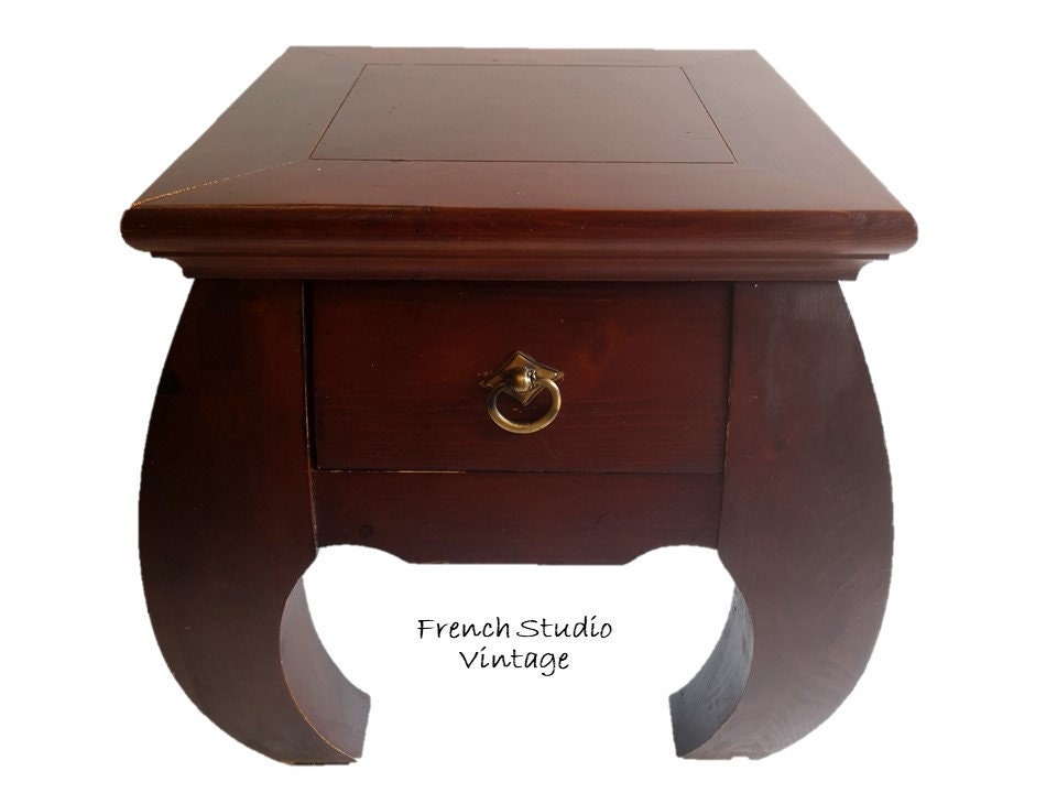 Vintage Français Table d'appoint en Bois Tabouret de Nuit avec Tiroir Plant Stand Affichage/Studio V