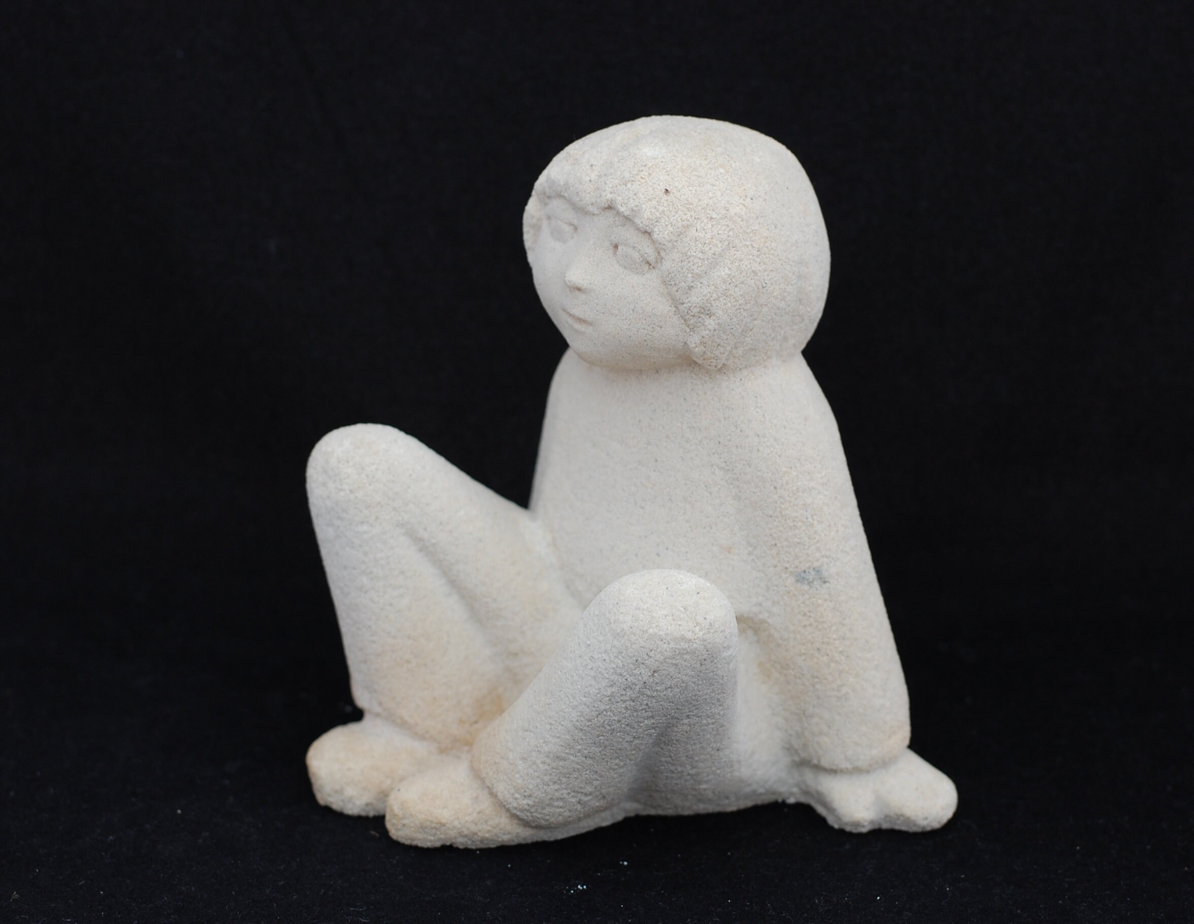 Vintage Stone Art Enfant Fille Figurine Sculpture Enfance Ornement Affichage/Français Studio Vintage