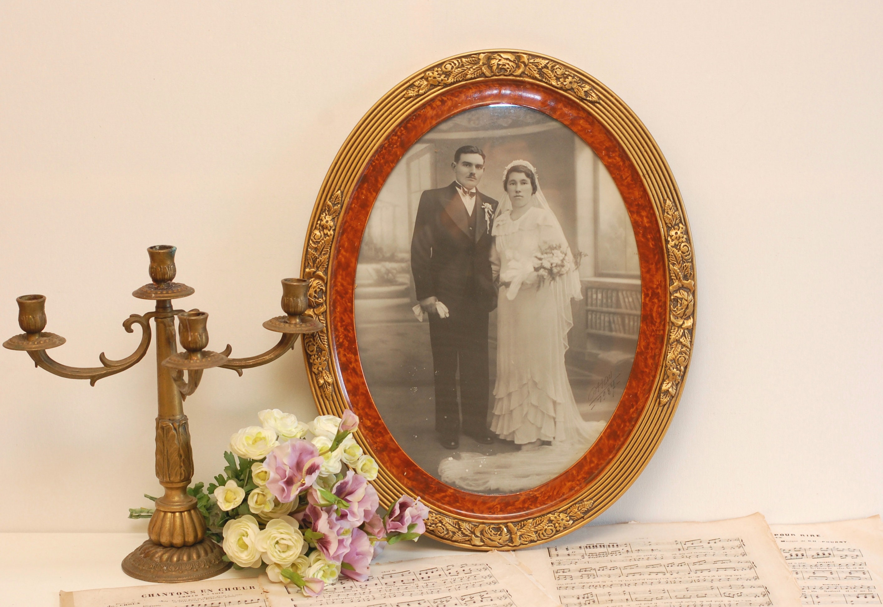 Vintage Français Cadre en bois Noir Blanc 1930 Mariage Photo | Etsy