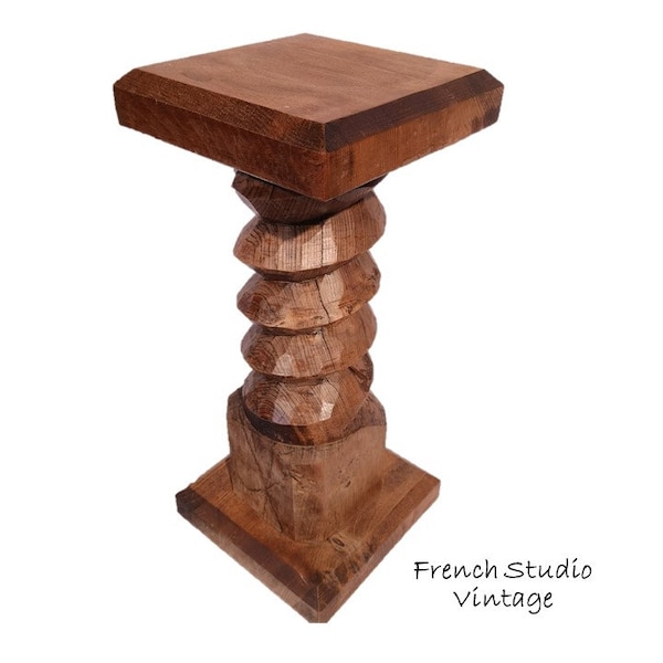 Piédestal en bois vintage, présentoir, tabouret, support pour cache-pot, naturel, meubles lourds, décoration d'intérieur/studio français vintage