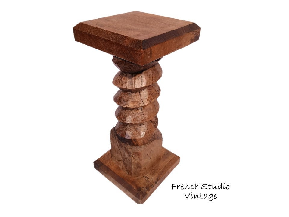 Vintage Français Piédestal en Bois Présentoir Stand Tabouret Plant Pot Natural Heavy Furniture Home 