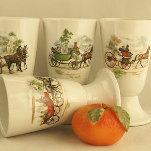 Vintage French Goblets Porcelain Cups Marked Decor de Paris Set of 4 Drinkware /French Studio Vintage