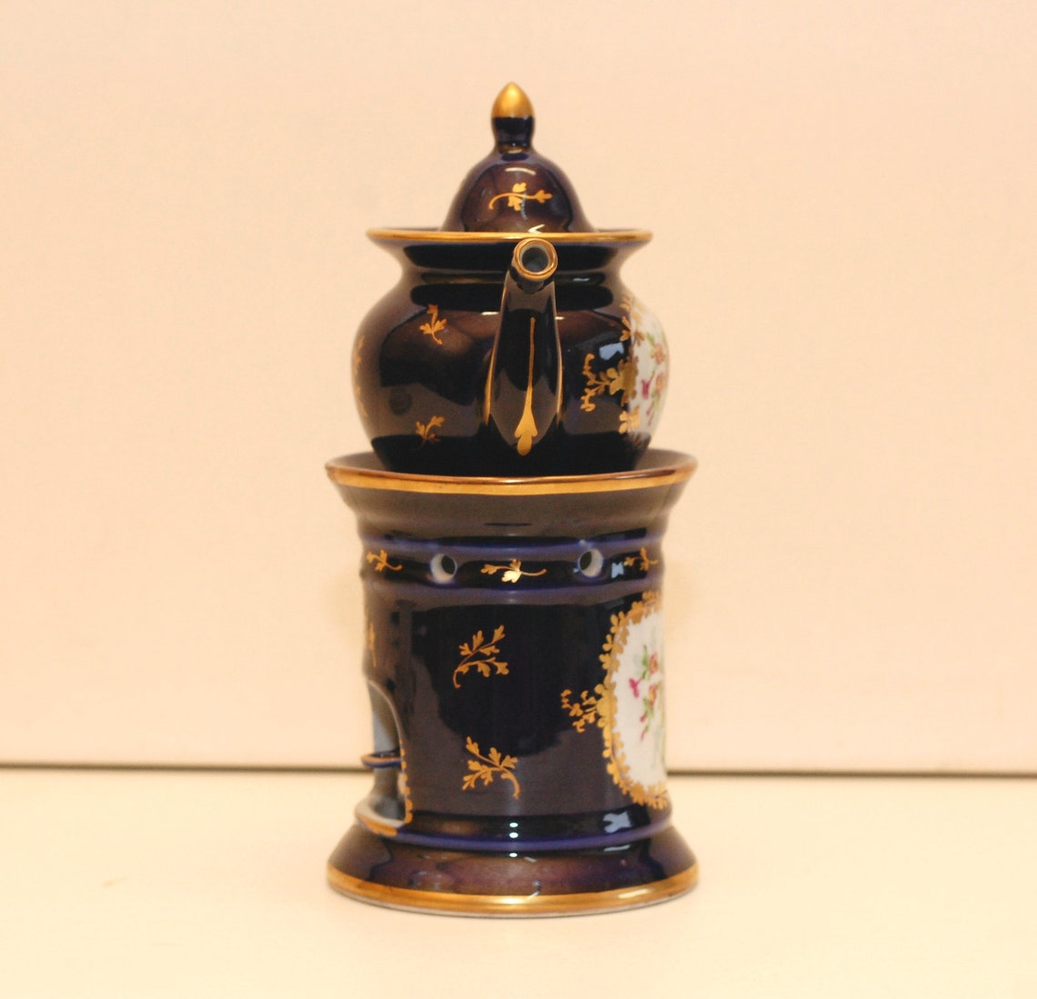 Vintage Porcelain Teapot Warming Stands Set Herbal Teapots Etsy