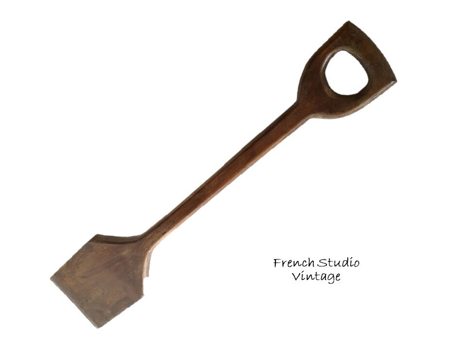 Vintage Français Grande Bêche en Bois Murale Accrochage Fait à La Main Farmer Tool Folk Decor/studio