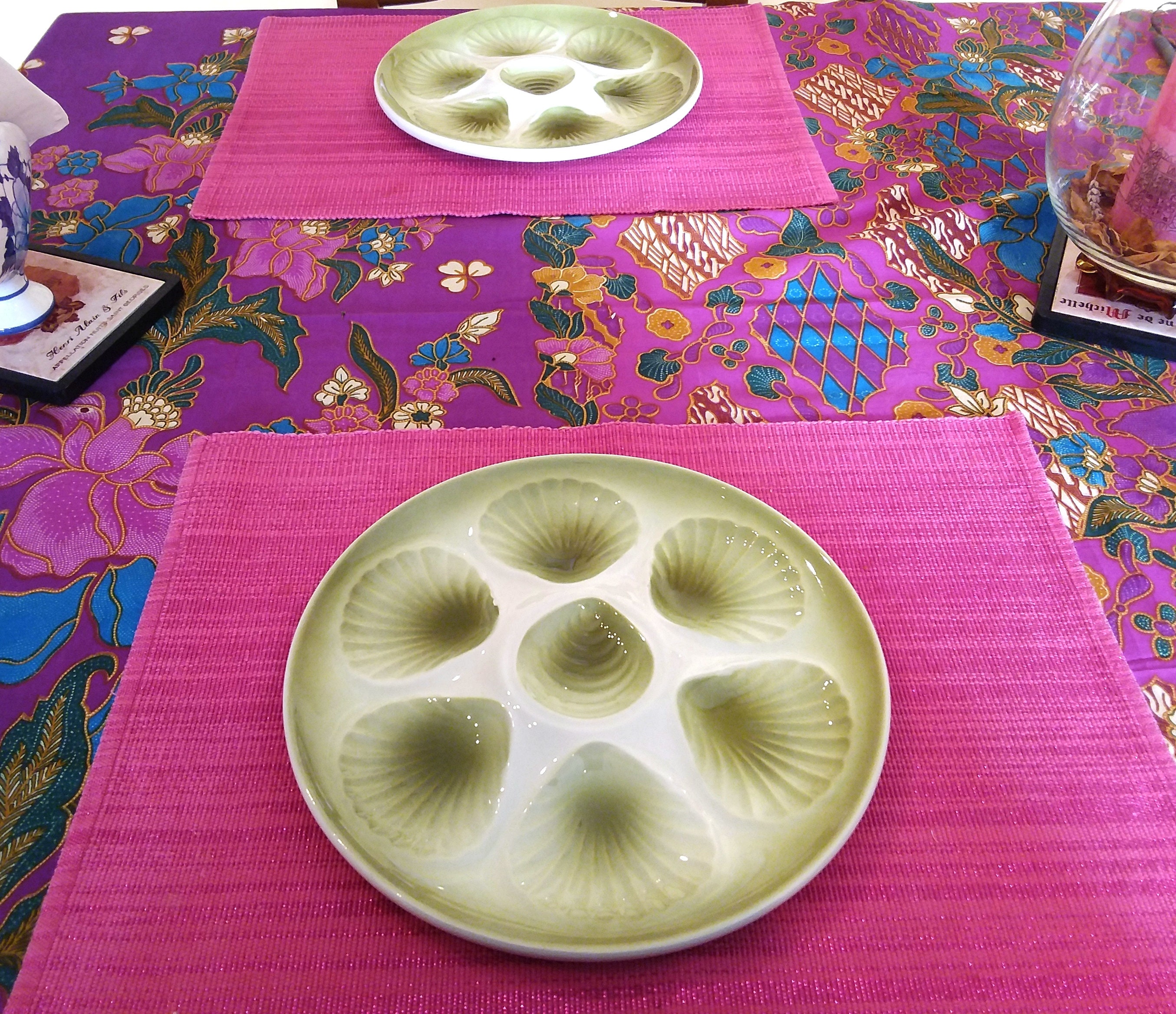 Vintage French Oyster Plates Ceramic Serving Plates Seafood Etsy