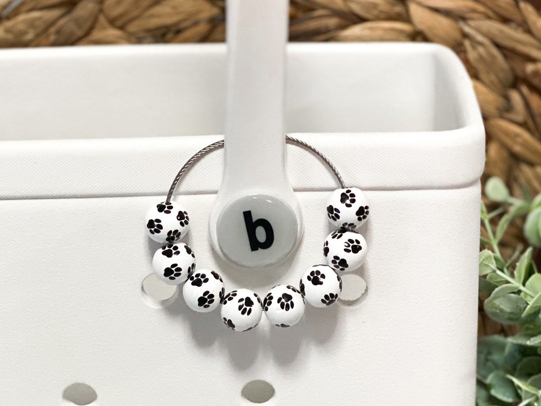 Paw Print Bogg Bag Charm, Bogg Bag Accessories, Wood Bead Keychain, Beaded Tote Keychain, Beach ...