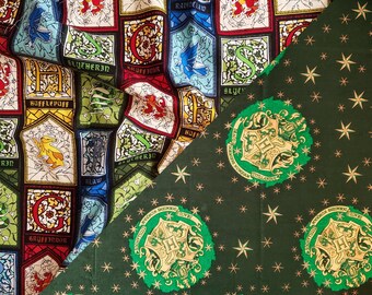 Hogwarts Fabric Bandankerchiefs (Bandana size Large Handkerchiefs), Versatile, 100% Cotton, 20" x 20"