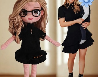 Personalized Doll, Custom Crochet People Look alike Photo, Portrait Mini Me Figurine