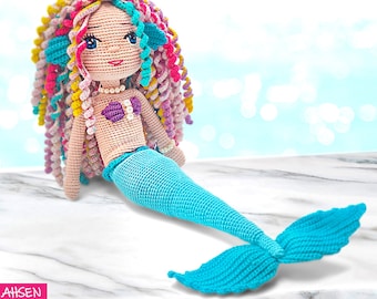 Boneca Sereia de Crochê, Brinquedos Sereia Amigurumi Feitos à Mão