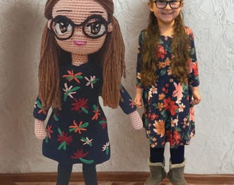 Custom Look Alike Doll, Crochet Personalized Mini Me from Photo, Portrait Figurine