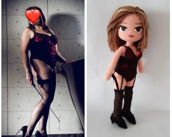 Mini-poupée sexy avec portrait personnalisé, poupée gonflable au crochet, ressemble à elle, cadeau romantique pour couple, cadeau de Noël pour lui, Saint-Valentin