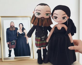 Custom Look alike Couple Dolls, Photo Portrait Crochet Figures, Wedding Anniversary Gift
