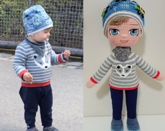 Look Alike Puppe, Personalisierte Puppe, Mini Me Puppe, Portraitpuppe, Puppen nach Maß, Geschenk für Jungen, Geschenk für Mädchen