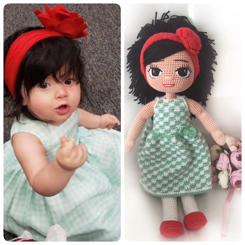 Personalized Doll Look a like Doll Portrait Doll Amigurumi Doll Look aLike Doll Crochet Doll Gift For Her, Gift for Baby, Christmas Gift image 2