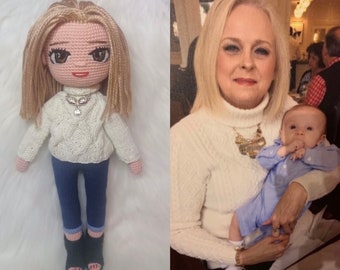 Ähnliche Puppe Porträt-Puppe Amigurumi Look a Like Doll Personalisierte Puppe Look Alike Puppe Personalisierte Geschenk für Weihnachten Kinder Geschenk